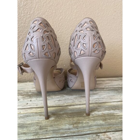 Valentino Garavani Nude Laser Cut Mary Jane Peep Toe Heels Sz 37 Made in Italy - Picture 3 of 14